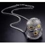 Nsitbbuery Hip Hop Nightclub Bars Plated Alloy Iced Out Mask Pendant Cuban Chain Necklace