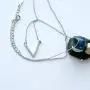 ZLXPRO V Necklace Chevron Pendant CZ Sterling Silver Choker Initial Jewelry Gift for Women Girls 16''+2''