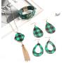 Plaid Christmas Jewelry Set Multi-Layer Tube Bracelets Faux Leather Pendant Necklace Buffalo Plaid Earrings for Women Girls