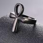 U7 Men Women Stainless Steel Polished Fashion Egyptian Jewelry Customizable Ankh Cross/Eye of Horus Ring, Size 7 to 12, with Gift Box, Color Silver, Black, Gold