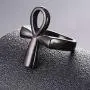 U7 Men Women Stainless Steel Polished Fashion Egyptian Jewelry Customizable Ankh Cross/Eye of Horus Ring, Size 7 to 12, with Gift Box, Color Silver, Black, Gold