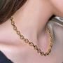 Statement 14k Gold Plated 4mm Thick Oval Chain Link Choker Toggle Necklaces Chunky Gold Jewelry for Women Mothers Gift