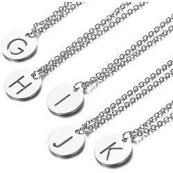 Fashion Stainless Steel Letter Pendant Necklace, Rolo Chain 16+2