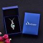 Distance I Love You to The Moon and Back Necklace 925 Sterling Silver Heart Pendant Necklace Jewelry Gifts for Women Wife Mom Girls