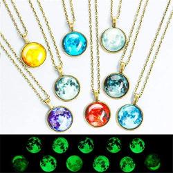 JczR.Y Time Gem Star Luminous Charm Starry Sky Glass Cabochon Pendant Necklace Glow in Dark for Women Girl Christmas Party Jewelry