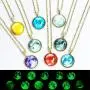 JczR.Y Time Gem Star Luminous Charm Starry Sky Glass Cabochon Pendant Necklace Glow in Dark for Women Girl Christmas Party Jewelry