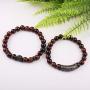 BOMAIL 8mm Tiger Eye Stone Beads Bracelet Elastic Natural Stone Yoga Bracelet for Women Men