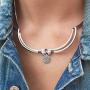 Lizzy James Girlfriend Silver Bracelet Necklace with Silver Tree of Life Charm in True Blue Leather