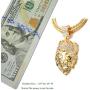 Halukakah ● Kings Landing ● Gold Chain for Men 18k Real Gold Plated Iced Out Crown Lion Pendant Necklace,Full Cz Lab Diamonds Prong Set,with Sharktail Chain 30''/Tennis Chain 20'',Free Giftbox