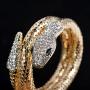 Lux Accessories Gold Tone Rhinestone Curved Stretch Bangle Retro Snake Bracelet
