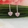 Dazzlingrock Collection 14K 3 MM Each Round Gemstone & Diamond Ladies Heart Shape Drop Earrings, White Gold