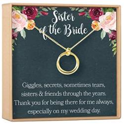 Dear Ava Sister of The Bride Gift Necklace: Sister Wedding Gift, Best Friend, Bridesmaid, 2 Linked Circles (Gold-Plated-Brass, NA)