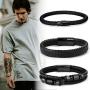 FIBO STEEL 3 PCS Magnetic-Clasp Leather Bracelets for Men Wrap Braided Leather Bracelets Wrist Cuff Bangle 8.0-8.5 Inch