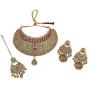 Indian Bollywood Maang Tikka With Crystal Necklace Earrings Set Wedding Ethnic Designer Party Jewelry For Women
