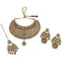 Indian Bollywood Maang Tikka With Crystal Necklace Earrings Set Wedding Ethnic Designer Party Jewelry For Women