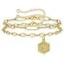 MONOZO Gold Initial Bracelets for Women, Dainty 14K Gold Filled Layered Letter Initial Bracelet Personalized 26 Alphabet Hexagon Monogram Charm Bracelet Jewelry Gifts for Girls MONOZO Gold Initial Bracelets for Women, Dainty 14K Gold Filled Layered Letter Initial Bracelet Personalized 26 Alphabet Hexagon Monogram Charm Bracelet Jewelry Gifts for Girls
