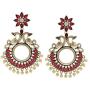 Efulgenz Boho Vintage Antique Gypsy Tribal Crystal Kundan Indian Oxidized Silver Chandbali Dangle Earrings Jewelry