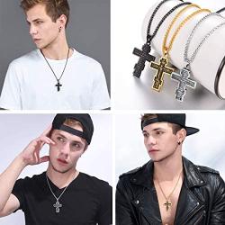 U7 Vintage Crucifix Pendant Christian Jewelry Vintage Black Plated/Stainless Steel/18K Gold Plated Orthodox Cross Catholic Necklace