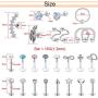 25Pcs 16G Cartilage Earrings Tragus Earring Surgical Steel Studs Helix Conch Rook Daith Piercing Jewelry Lip Rings for Women Men