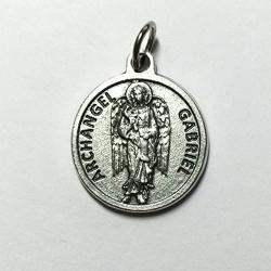 Archangel Gabriel Protect Protection Medal Pendant Charm with Prayer Made in Italy Silver Tone Catholic 3/4''