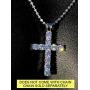 Harlembling Solid 925 Sterling Silver Iced Cross Pendant - 14k Gold Plated - Mens Or Ladies - Tennis Cross - Fits Up to 5mm Chains!