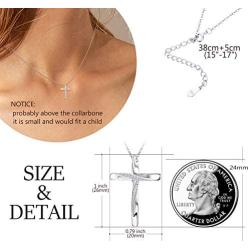 Sllaiss 925 Sterling Silver Classic Cross Pendant Necklace, God in My Heart Faith Hope Christian Religious Jewelry, Sets with Swarovski Zirconia