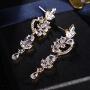 CZ Bridal Earrings for Wedding 14k White Gold Plated Wedding Earrings for Bride Bridesmaids Crystal Cubic Zirconia Rhinestone Cluster Floral Leaf Earrings Elegant Bridal Jewelry for Women Girls