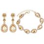 mecresh Flower Teardrop Earring and Bracelets Silver/Gold/Champagne Bridal Jewelry Sets for Women