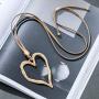 Gold Trandy long necklace with Love Heart pendant choker chunky necklaces for women fashion jewelry