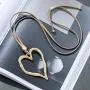 Gold Trandy long necklace with Love Heart pendant choker chunky necklaces for women fashion jewelry