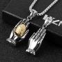 HZMAN Men Women Meditation Buddha Necklace Stainless Steel Head & Praying Hand Pendant Necklace Yogi Jewelry