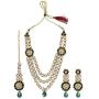 MUCH-MORE Crystal Elements CZ Stone Floral Shape Indian Bollywood Traditional Necklace Set for Women