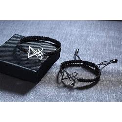 XUANPAI Handmade Braided Rope Sigil of Lucifer Satanic Bracelet Leviathan Cross Charm for Men Women Couple,Adjustable