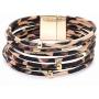 Leather Bracelet Leopard Multilayer Wrap Cuff Bracelet Punk Jewelry For Women Teen Girls