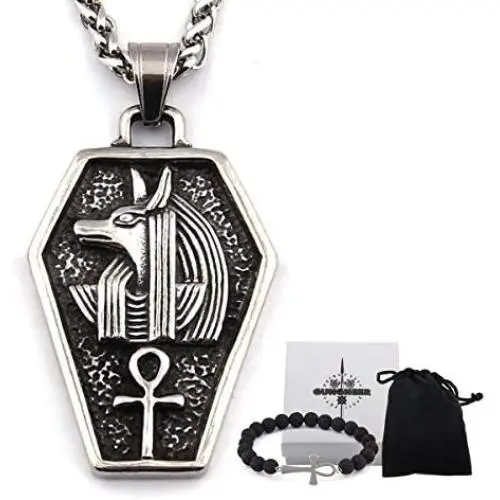 GUNGNEER Vintage Egyptian Jewelry Stainless Steel God Dead Anubis Pendant Ankh Cross Necklace Amulet Talisman Jewelry GUNGNEER Vintage Egyptian Jewelry Stainless Steel God Dead Anubis Pendant Ankh Cross Necklace Amulet Talisman Jewelry