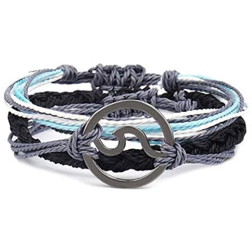 Handmade Wave Braided Wax Rope Adjustable Strand Bracelet Set Waterproof Charm Stretch Knot String Thread Bracelets Simple Life PursuitFriendship Jewelry