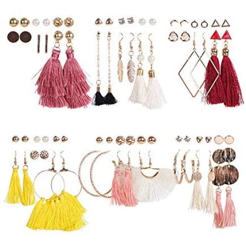 36 Pairs of tassel earrings set dangle earrings Stud earrings Fashion Jewelry for women girls birthday party gifts …