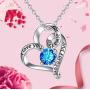 Birthstone Necklaces For Women, AEONSLOVE Sterling Silver Heart Necklace with Birthstone Heart Crystal Pendant I Love You for Always and Forever Birthstone Jewelry Gifts For Mothers Mom Grandma