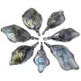SUNYIK Natural Labradorite Stone Pendant Necklace for Unisex, Handmade Wire Wrapped Irregular Jewelry for Healing