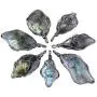 SUNYIK Natural Labradorite Stone Pendant Necklace for Unisex, Handmade Wire Wrapped Irregular Jewelry for Healing
