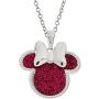 Disney Mickey Mouse or Minnie Mouse Silver Plated Glitter Pendant Necklace