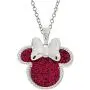 Disney Mickey Mouse or Minnie Mouse Silver Plated Glitter Pendant Necklace