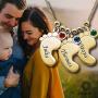 AOBOCO Sterling Silver Personalized Baby Feet Necklace Custom Name or Date Engraved Pendant with Austria Birthstone for Mom & Kid Mothers Day Jewelry Gift