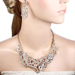 EVER FAITH Rhinestone Crystal Octopus Necklace Earrings Set