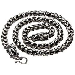 Sterling Silver Dragon Chain - Handmade Vintage 925 Necklace Thick Heavy Jewelry 18 to 32