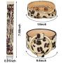 Hicarer 5 Pieces Leopard Tube Bracelet Multilayer Leather Cuff Bracelet Boho Leopard Wrap Bracelet