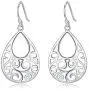 Sterling Silver Filigree Minimalist Design Of Peacock Dangle Drop Earrings For Sensitive Ears By Renaissance Jewelry