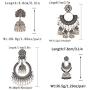 DOUVEI 4 Pairs/set Oxidized Bollywood Round Bell Tassel Jhumki Jhumka Earrings for Women Vintage Bells Tassel Dangle Ethnic Traditional Indian Egypt Gypsy Drop Earrings