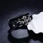 Eiffy Vintage Retro Rivet Punk Cool Hip Hop Leather Skull Skeleton Crossbone Biker Bangle Bracelet Mens Adjustable Jewelry