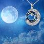 TOUPOP Moon Necklace s925 Sterling Silver Star Necklace Crescent Necklace Pendant with Blue Circle Crystal Jewelry Gifts for Women Teens Girls Mom Birthday Mothers Day